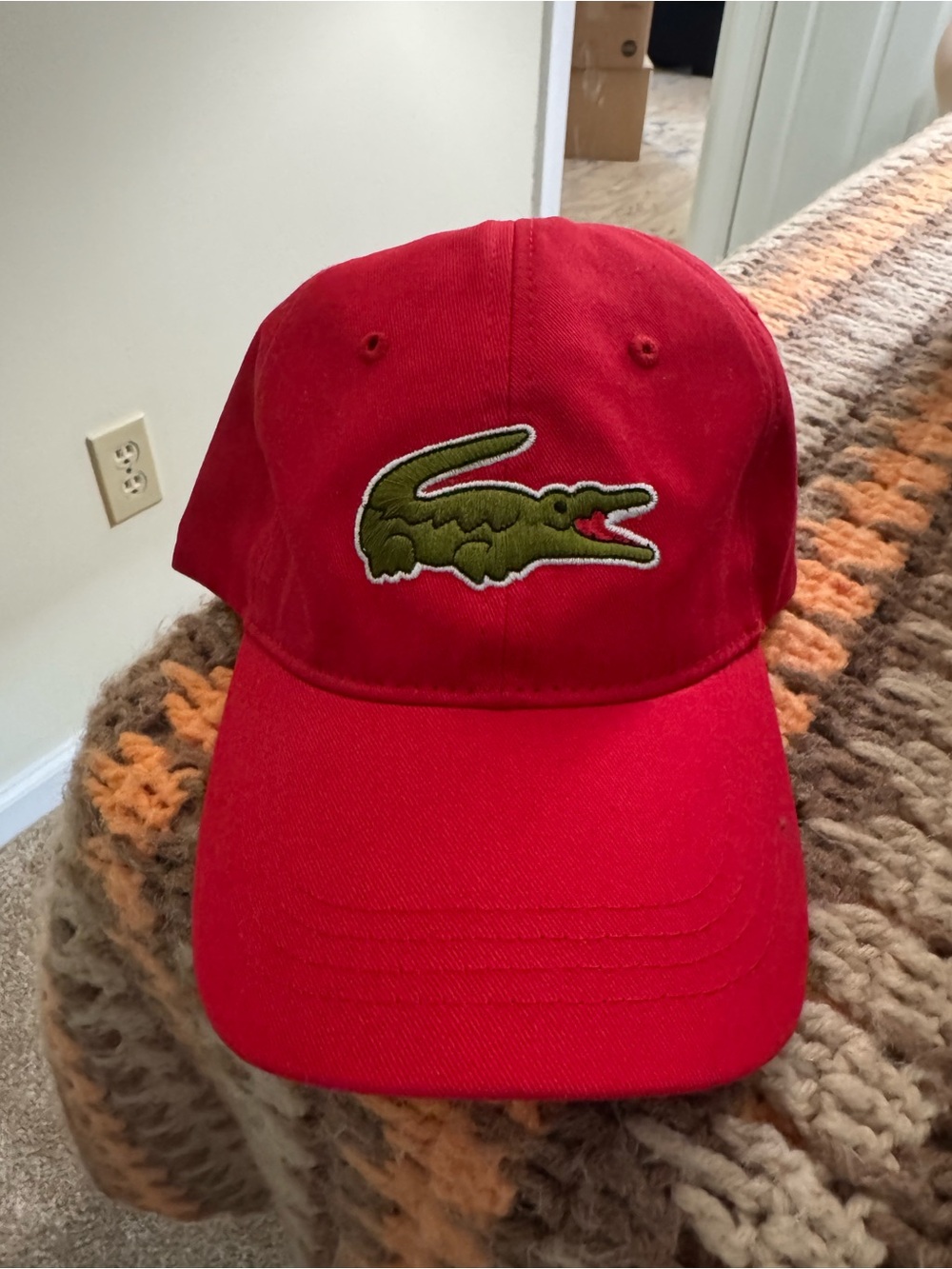 Lacoste Sport Red Cap with Green Crocodile Patch